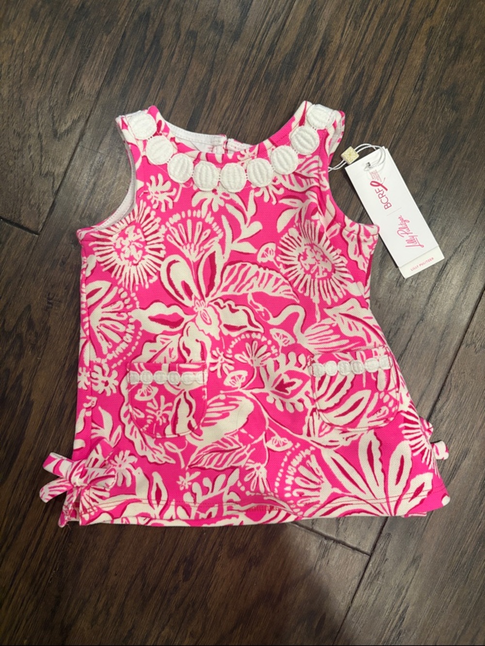 Lilly Pulitzer Bright Pink & White Floral Sleeveless Baby Dress